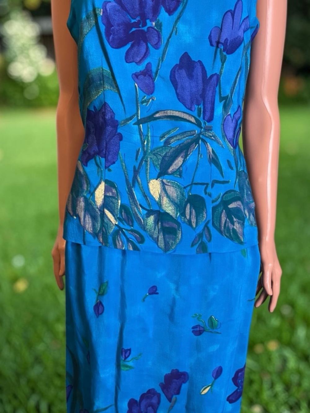 Dress Barn Blue Floral Maxi Dress Size 6 Boho Layered Look Rayon - Picture 3 of 10
